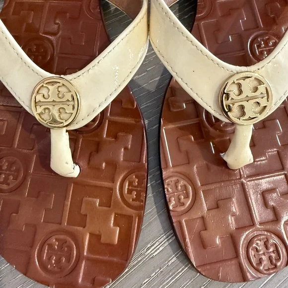Tory Burch Cream and Brown Sandals - Picture 4 of 5